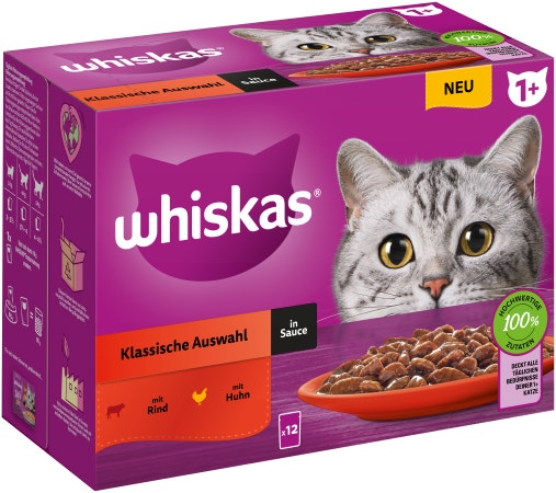 WHISKAS® Frischebeutel 85g 12 Pack Klassische Auswahl  in Sauce 1+