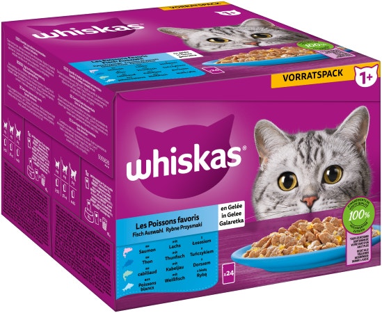 'WHISKAS® Frischebeutel 85g 24 Pack Fisch Auswahl in Gelee 1+