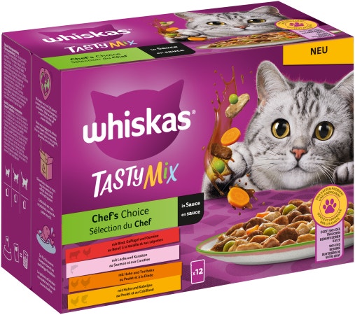 WHISKAS® Frischebeutel Tasty Mix 85g 12 Pack Chef's Choice in Sauce 1+